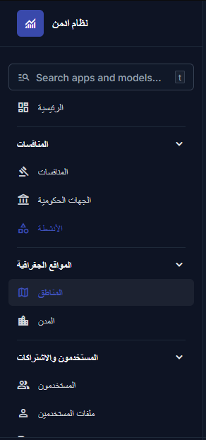 قائمة إدارة المنافسات والمناطق الجغرافية