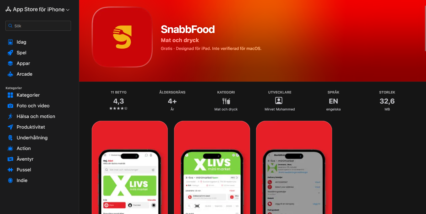 صفحة التطبيق الرسمية على متجر Apple App Store